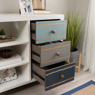 Thumbnail 3: Linon Linon Beryl 3 Drawer Coastal Storage Cabinet with Shelves 