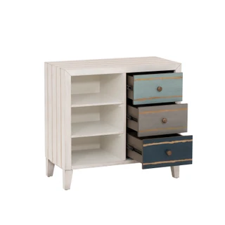 Thumbnail 5: Linon Linon Beryl 3 Drawer Coastal Storage Cabinet with Shelves 