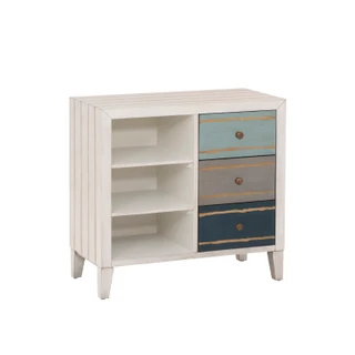 Thumbnail 1: Linon Linon Beryl 3 Drawer Coastal Storage Cabinet with Shelves 