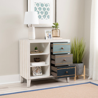 Thumbnail 9: Linon Linon Beryl 3 Drawer Coastal Storage Cabinet with Shelves 
