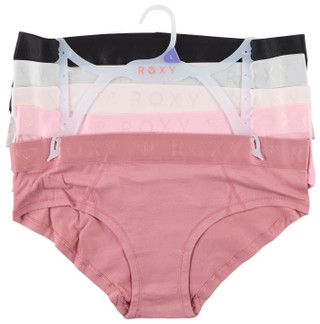 Thumbnail 1: ROXY Junior's 5 Pk Logo Band Hipster Panties 