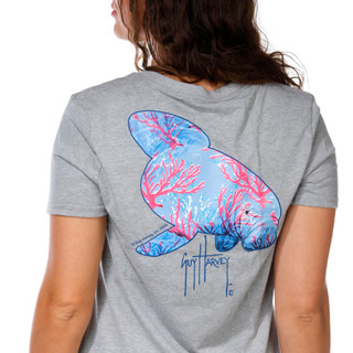 Thumbnail 2: Guy Harvey Women's V-Neck Manatee Coral Tee 