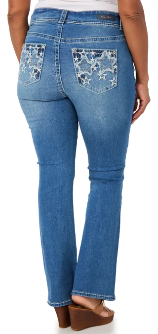 Thumbnail 2: Copper Flash Plus Mid Rise Bootcut Star Pocket Jeans 