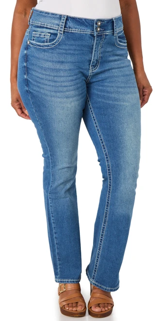 Thumbnail 1: Copper Flash Plus Mid Rise Bootcut Star Pocket Jeans 
