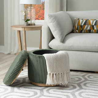 Thumbnail 6: Linon Linon Blanche Storage Ottoman Corduroy  