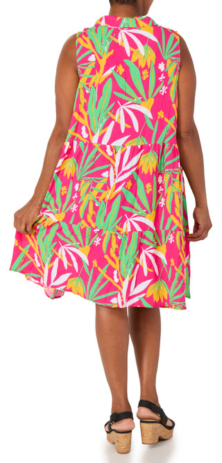 Thumbnail 2: Kaktus Plus Printed Crepon Button Front Dress 