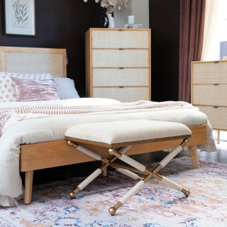 Thumbnail 3: Linon Linon Asburn Campaign Accent Stool  