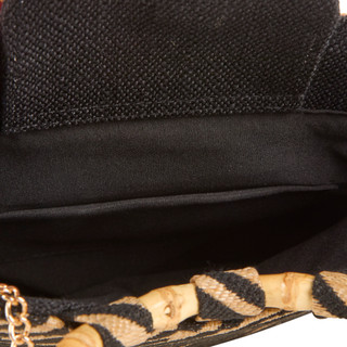 Thumbnail 2: Savanna Zebra Print Bag w/ Round Bamboo Handles 