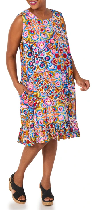 Thumbnail 1: MSK Plus Short Sleeve Print Dress 
