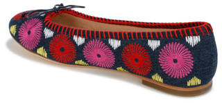 Thumbnail 2: JACK ROGERS Womens Bettie Denim Flower Ballet Flats 