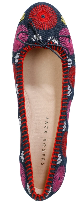 Thumbnail 5: JACK ROGERS Womens Bettie Denim Flower Ballet Flats 