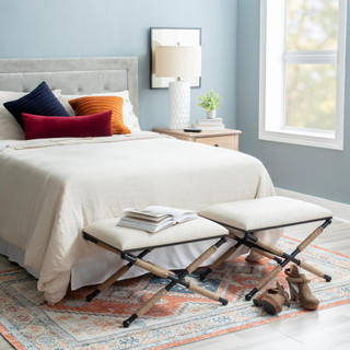 Thumbnail 3: Linon Linon Ashburn Campaign Accent Stool 