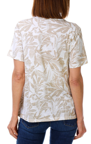 Thumbnail 3: Coral Bay Women's Short Sleeve Split Neck Palm Fronds Top 