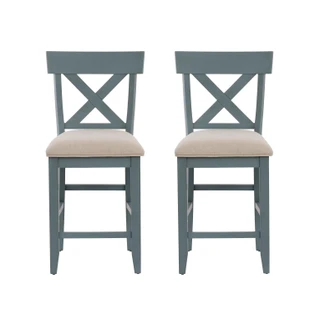 Thumbnail 2: Linon Linon Belsey 2 Pc. Counter Stool Blue Set  