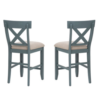 Thumbnail 3: Linon Linon Belsey 2 Pc. Counter Stool Blue Set  