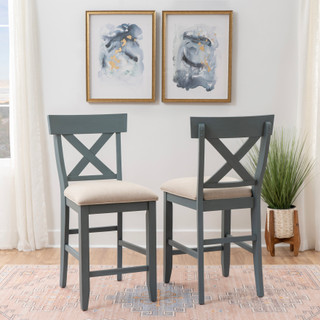 Thumbnail 5: Linon Linon Belsey 2 Pc. Counter Stool Blue Set  