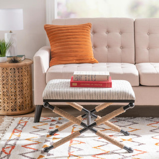 Thumbnail 3: Linon Linon Ashburn Campaign Striped Accent Stool 