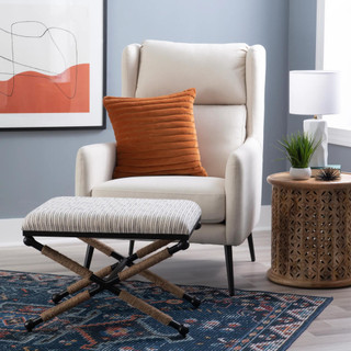 Thumbnail 5: Linon Linon Ashburn Campaign Striped Accent Stool 