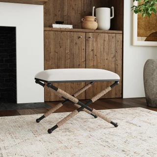 Thumbnail 8: Linon Linon Ashburn Campaign Striped Accent Stool 