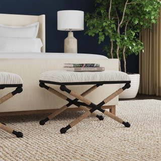 Thumbnail 10: Linon Linon Ashburn Campaign Striped Accent Stool 