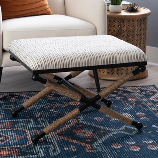 Thumbnail 11: Linon Linon Ashburn Campaign Striped Accent Stool 