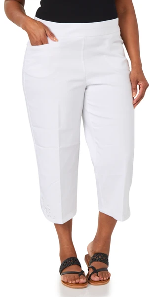 Thumbnail 1: Coral Bay Plus Pull On Studded Hem Capris  