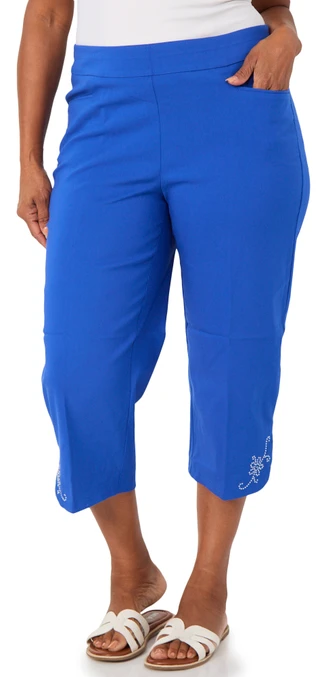 Thumbnail 1: Coral Bay Plus Pull On Studded Hem Capris  