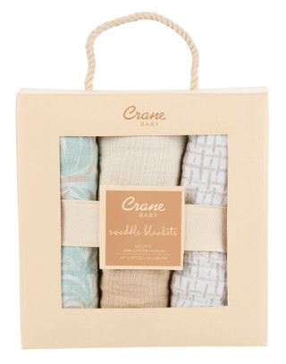 Thumbnail 1: CRANE BABY 3 Pk Cotton Muslin Swaddle Blankets 