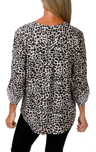 Thumbnail 2: Love Potion Women's Roll Tab Quarter Zip Print Top 
