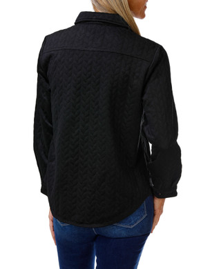 Thumbnail 2: STELLA + GINGER Women's Chevron Quilted Button Down 2 Pocket Shacket 