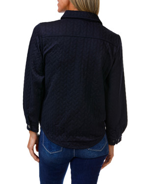 Thumbnail 2: STELLA + GINGER Women's Chevron Quilted Button Down 2 Pocket Shacket 