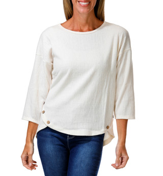 Thumbnail 1: Anneliese Women's Soft Corduroy Button Hem 3/4 Sleeve Top 