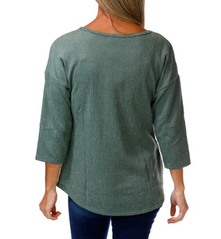 Thumbnail 2: Anneliese Women's Soft Corduroy Button Hem 3/4 Sleeve Top 