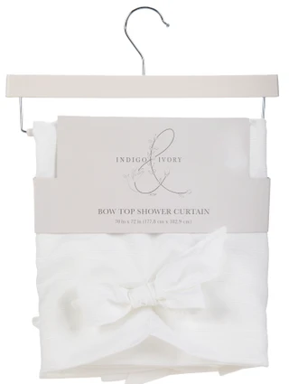 Thumbnail 1: Indigo & Ivory Bow Top Shower Curtain 