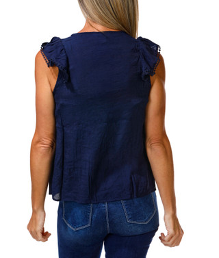 Thumbnail 2: Nanette Lepore Women's Eyelet Yoke Button Down Flutter Sleeve Top 