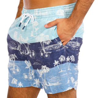 Thumbnail 2: Trunks Men's Colorblock Palm Tree Swim Shorts  