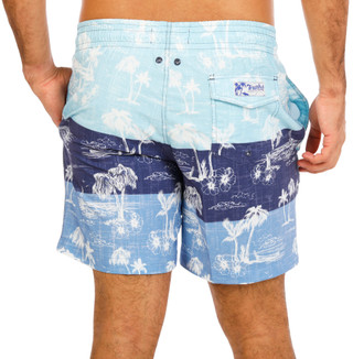 Thumbnail 3: Trunks Men's Colorblock Palm Tree Swim Shorts  