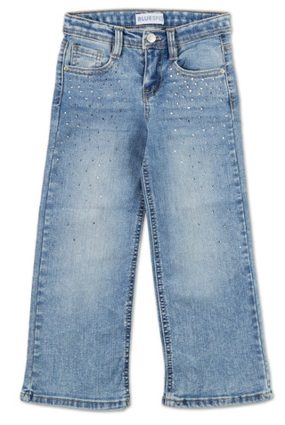 Thumbnail 1: Blue Spice Little Girls 5 Pocket Rhinestone Wide Leg Jeans  