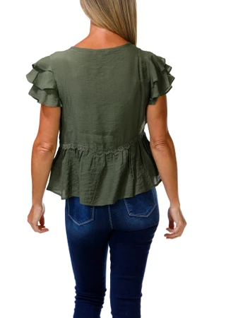 Thumbnail 2: Nanette Lepore Women's Crochet Detail Tie Front Ruffle Top 