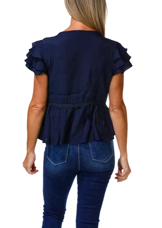 Thumbnail 2: Nanette Lepore Women's Crochet Detail Tie Front Ruffle Top 