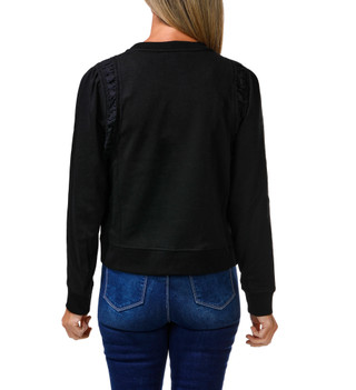 Thumbnail 2: Nicole Miller Women's Gathered Crochet Detail Long Sleeve Top 
