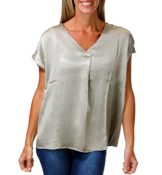 Thumbnail 1: Dear John Women's Charmeuse Short Sleeve V-Neck Top  