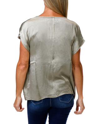 Thumbnail 2: Dear John Women's Charmeuse Short Sleeve V-Neck Top  