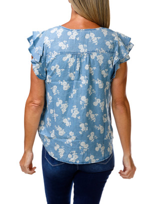 Thumbnail 2: Good Days Only Women's Ruffle Sleeve Floral Top 