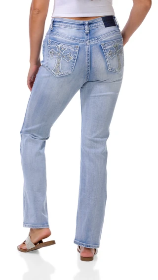 Thumbnail 1: Evolve Denim Juniors Bling Cross Straight Jeans 
