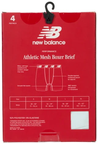 Thumbnail 2: New Balance Men's 4 Pk Athletic Mesh Boxer Briefs 