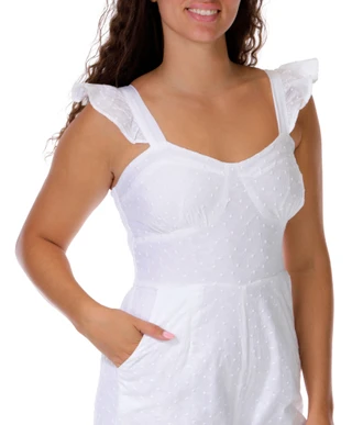 Thumbnail 2: JAPNA Womens Short Flutter Sleeve Eyelet Jumpsuit 