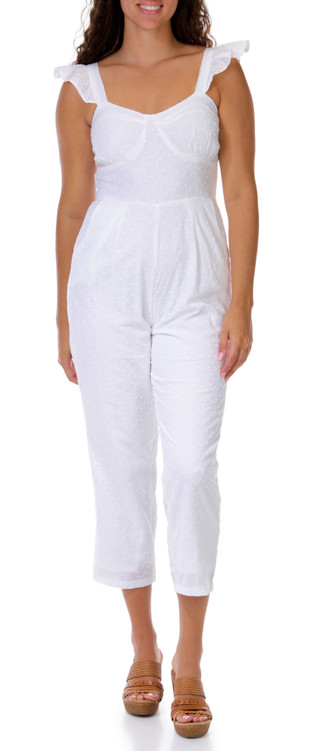 Thumbnail 1: JAPNA Womens Short Flutter Sleeve Eyelet Jumpsuit 