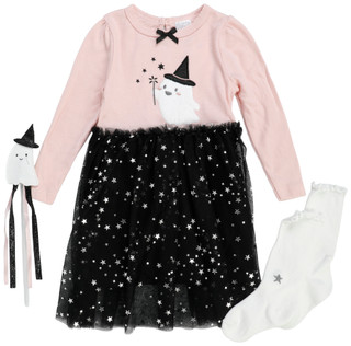 Thumbnail 1: Lila & Jack Toddler Girls 3 Pc Ghost Tulle Dress & Wand Set 