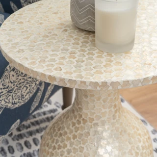 Thumbnail 2: Linon Linon Peary Capiz Hourglass Side Table 